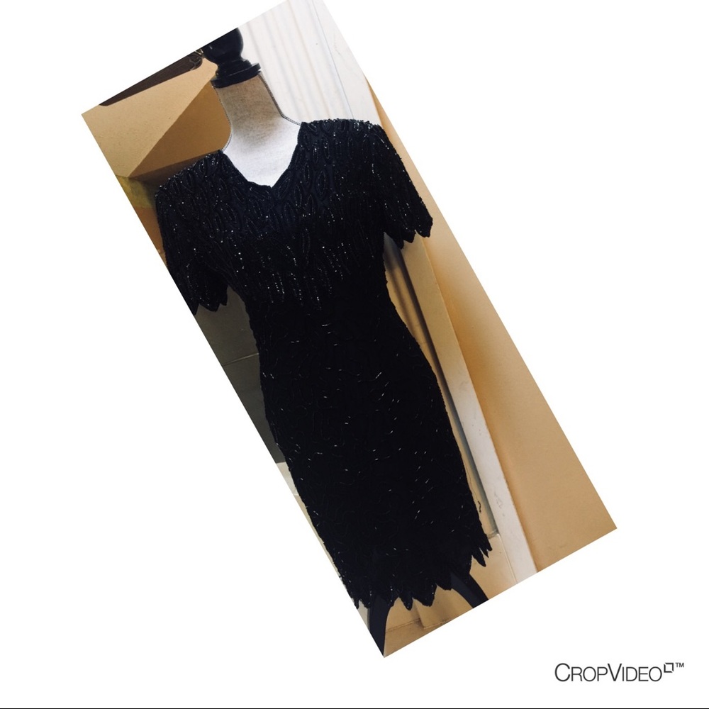 True Vintage Beaded Sequin Gatsby Retro Dress S♥️ - Picture 5 of 8